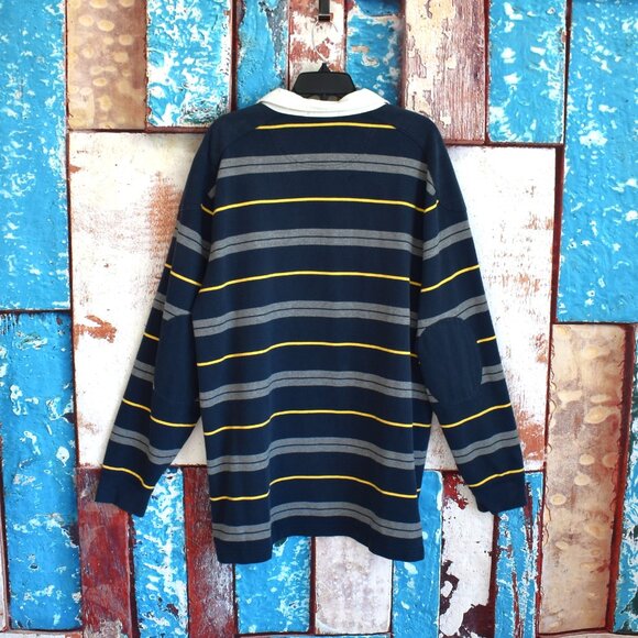 Men's Daniel Cremieux Rugby Shirt Padded Elbow Patches 2XT TALL Blue Striped - Picture 7 of 12